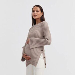 Legoe Heritage // Luxe Button Knit (Mocha) Maternity Sweater (Sz S)